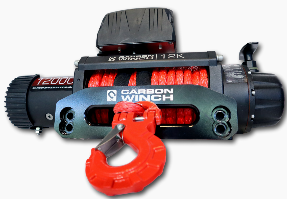 Carbon 12,000lb Electric Winch W/Synthetic Rope