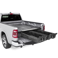 DECKED Drawer System installed in RAM 1500 Laramie truck, showing organized storage and durable construction for adventure-ready vehicles.