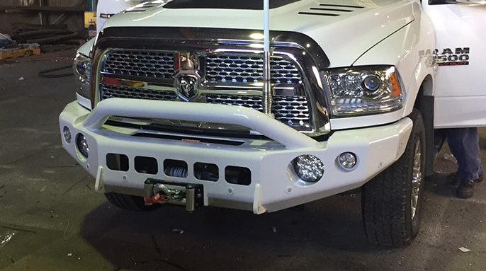 TrailReady Pre-Runner Bar for RAM 2500 and 3500 trucks, designed for off-road protection and rugged durability.